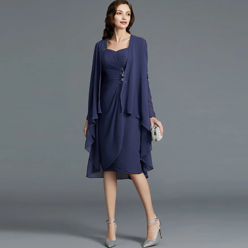 Gray Mother Of The Bride Dresses Sheath Knee Length Chiffon Appliques With Jacket Short Groom Mother Dresses For Weddings
Gray Mother Of The Bride Dresses Sheath Knee Length Chiffon Appliques With Jacket Short Groom Mother Dresses For Weddings