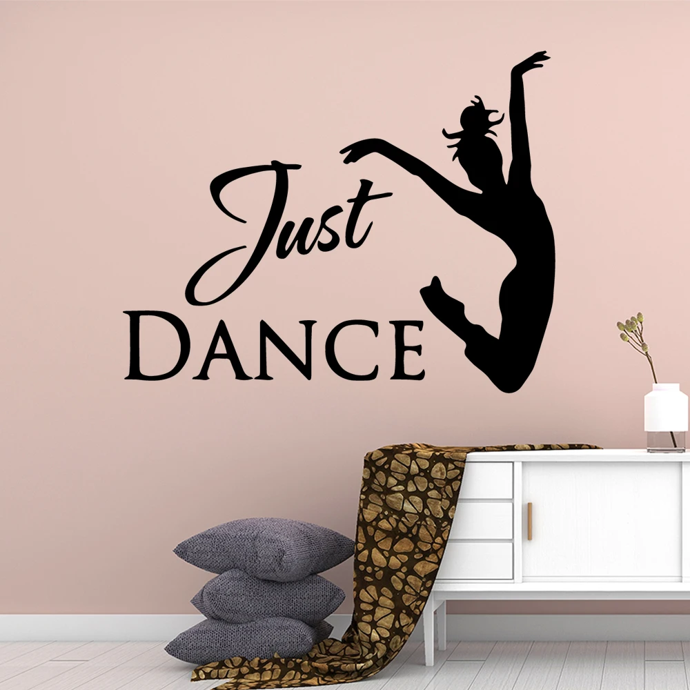Забавная виниловая наклейка на стену с надписью "just dance Girl" для девочек