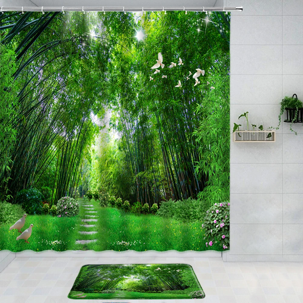 2 шт./компл., шторки для душа с зеленым лесом, коврик, набор занавесок для ванной с нескользящим ковриком для ванной, коврик для туалета, домаш... 
2 шт./компл., шторки для душа с зеленым лесом, коврик, набор занавесок для ванной с нескользящим ковриком для ванной, коврик для туалета, домаш...
