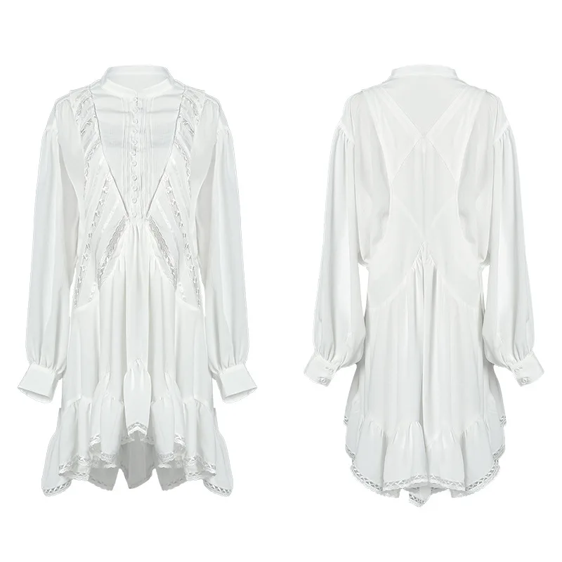 Runway Dress For Women 2020 Autumn Elegant White Lace Embroidery Patchwork Irregular Mini Shirt Dress Women 
Runway Dress For Women 2020 Autumn Elegant White Lace Embroidery Patchwork Irregular Mini Shirt Dress Women