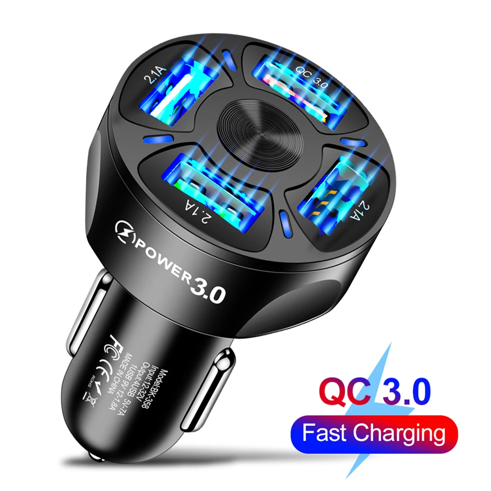 4 Port USB Car Charger Quick Charge QC 3.0 4 Port USB Fast Charger for iPhone Android Phone Tablet Portable Phone Charging
4 Port USB Car Charger Quick Charge QC 3.0 4 Port USB Fast Charger for iPhone Android Phone Tablet Portable Phone Charging