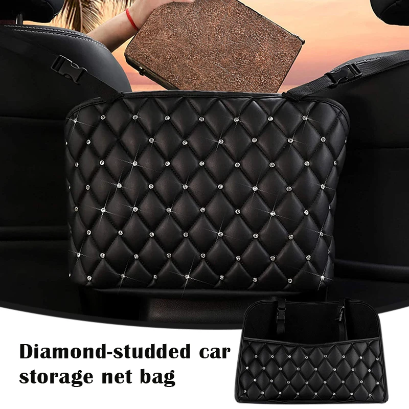 Car Handbag Holder Leather Seat Back Organizer Rhinestone Large Capacity Bag Purse Storage Pocket Seat Back Net Bag TD32
Car Handbag Holder Leather Seat Back Organizer Rhinestone Large Capacity Bag Purse Storage Pocket Seat Back Net Bag TD32