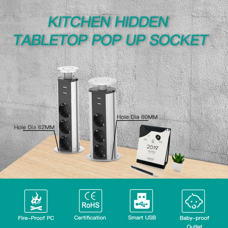 Intelligent Table Socket Pop Up Pull Power Point Sockets with USB Charger Tabletop EU Electrical Plug Outlets for Office Kitchen
Intelligent Table Socket Pop Up Pull Power Point Sockets with USB Charger Tabletop EU Electrical Plug Outlets for Office Kitchen