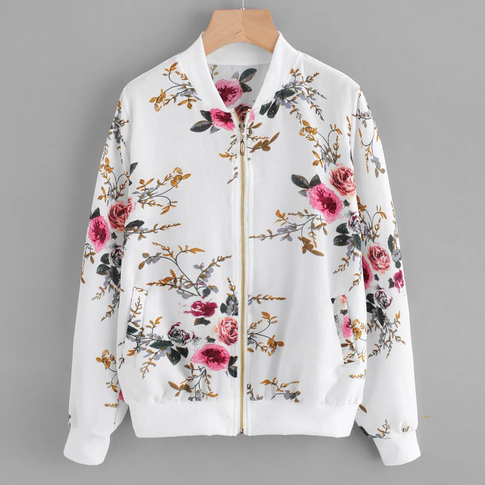 Outerwear & Coats Jackets Womens Ladies Retro Floral Zipper Up Bomber Outwear Casual coats and jackets women baseball coat 
Outerwear & Coats Jackets Womens Ladies Retro Floral Zipper Up Bomber Outwear Casual coats and jackets women baseball coat