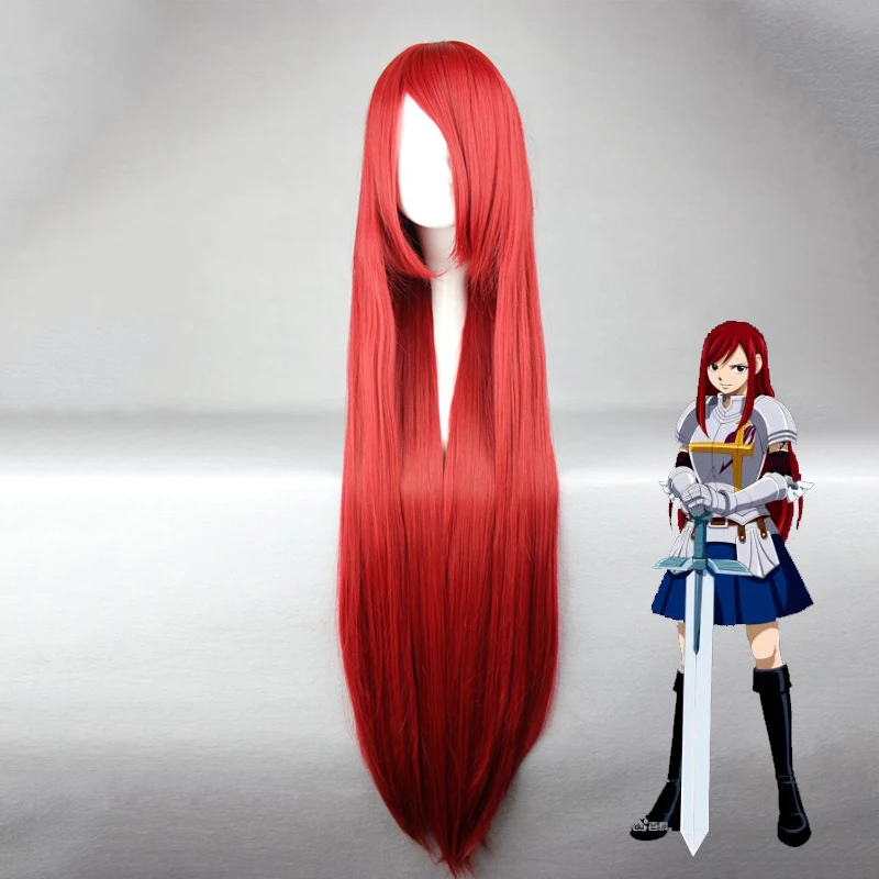 Аниме Сказочный хвост Erza Scarlet Косплей Длинные красные прямые термостойкие