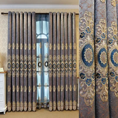Custom Curtains for Living Room High-quality Retro European Embroidered Dark Blue Shading Chenille Blackout Tulle
Custom Curtains for Living Room High-quality Retro European Embroidered Dark Blue Shading Chenille Blackout Tulle