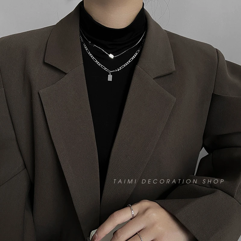 

Double-Layer Twin Necklace Women's Niche Design Sweater Chain Clavicle Chain Sweater Chain Simple Ins Cold Style Light Luxury