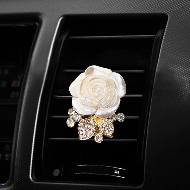 Автомобильный зажим для духов креативный цветок розы с алмазными шипами