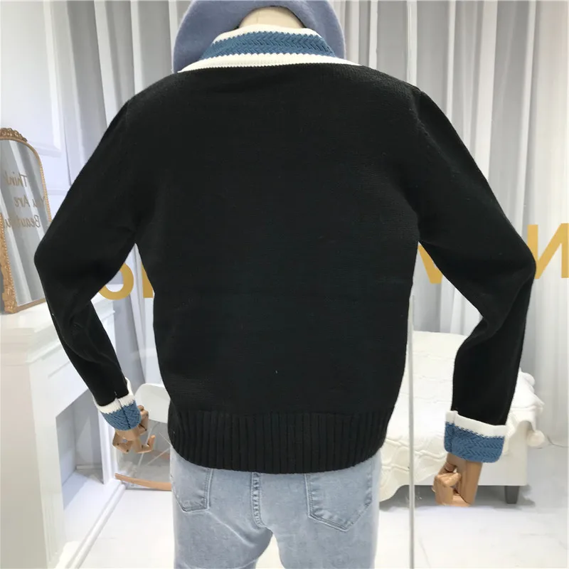 Spring Autumn Women's Cardigan Korean Style Contrast Color V-neck Knit Cardigan New Single-breasted Long Sleeve Cardigans LL359
Spring Autumn Women's Cardigan Korean Style Contrast Color V-neck Knit Cardigan New Single-breasted Long Sleeve Cardigans LL359