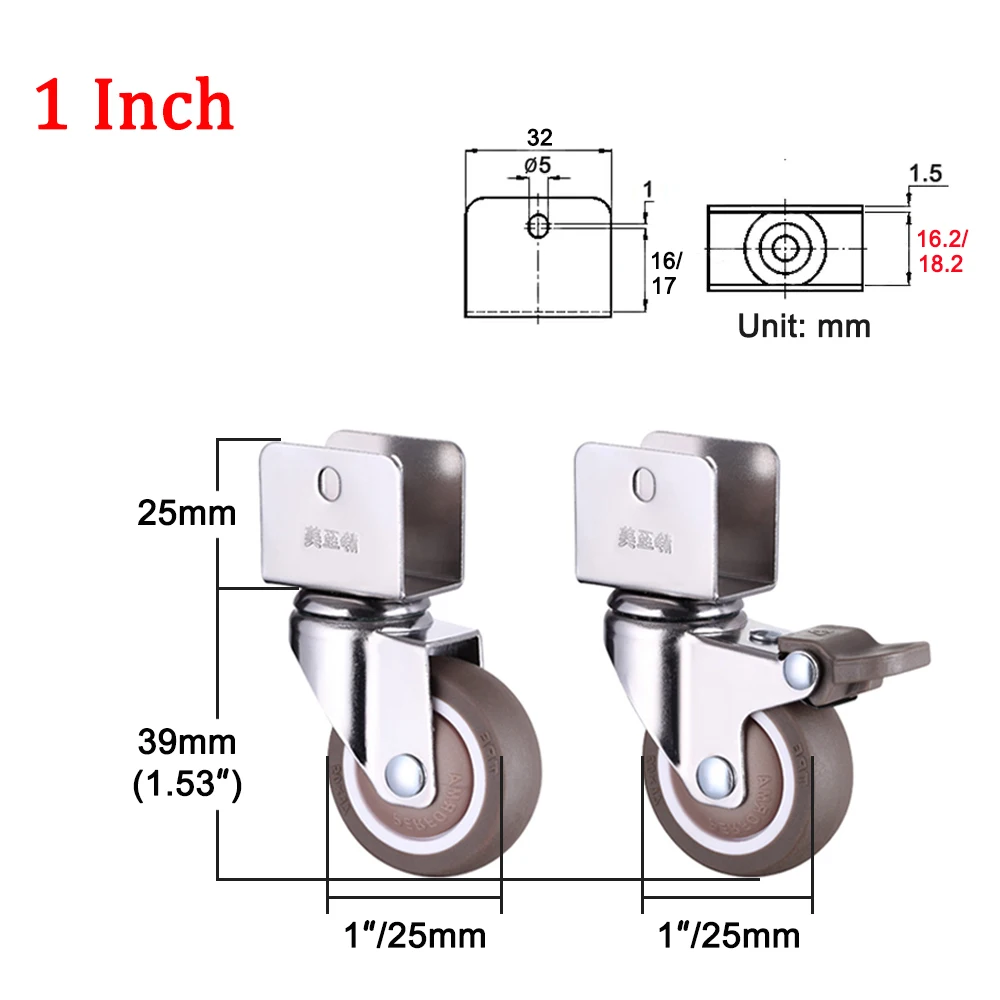 1/4PCS 360 Degree Swivel Caster Wheels Crib Rubber Casters U-Bracket Caster With Brake No Noise Wheel For Crib Bookcase Cabinet
1/4PCS 360 Degree Swivel Caster Wheels Crib Rubber Casters U-Bracket Caster With Brake No Noise Wheel For Crib Bookcase Cabinet