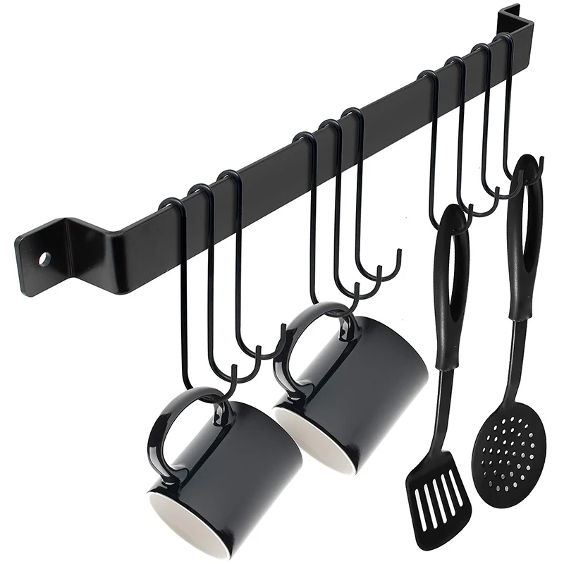 Creative Kitchen Pot Pan Hanger Wall Mounted Rail Rack with 10 Hanging Hooks Cookware Storage Shelf
Creative Kitchen Pot Pan Hanger Wall Mounted Rail Rack with 10 Hanging Hooks Cookware Storage Shelf