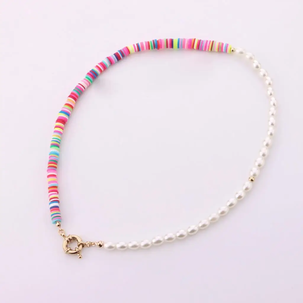 Bohemian Polymer Clay Beaded Necklace Multicolor Circle Round Acrylic Imitation Pearl Women Girls Party Jewelry 45cm long, 1PC
Bohemian Polymer Clay Beaded Necklace Multicolor Circle Round Acrylic Imitation Pearl Women Girls Party Jewelry 45cm long, 1PC