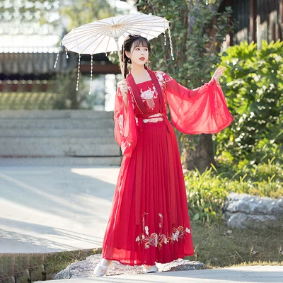 2022 chinese style red hanfu costumes dresses for woman stage wear folk dance robe hanfu tang suit floral embroidery hanfu dress
2022 chinese style red hanfu costumes dresses for woman stage wear folk dance robe hanfu tang suit floral embroidery hanfu dress