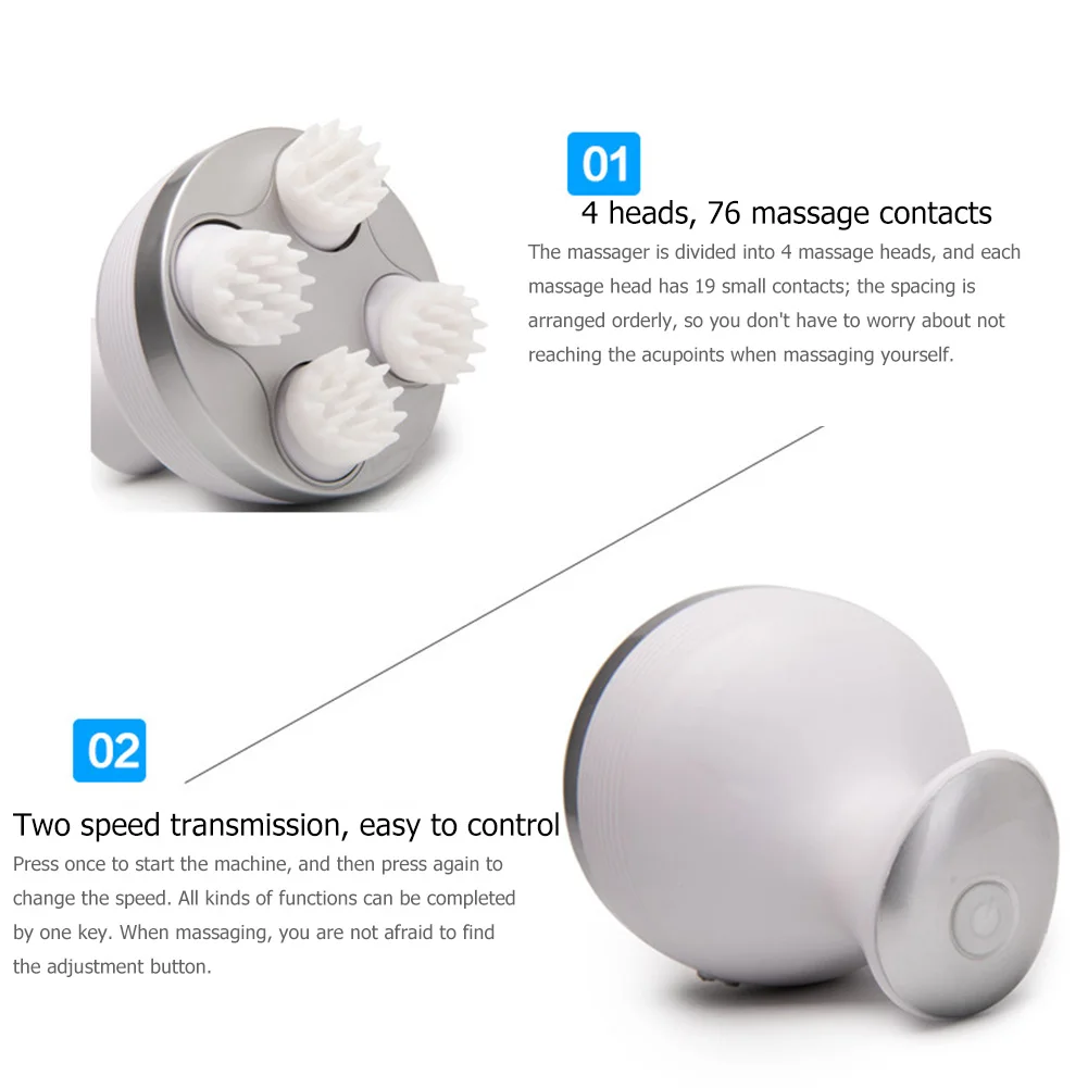 4 Head Silicone Claw Waterproof Electric Vibrating Wireless Scalp Massager Body Head Massage Washing Hair Relaxation Machine
4 Head Silicone Claw Waterproof Electric Vibrating Wireless Scalp Massager Body Head Massage Washing Hair Relaxation Machine