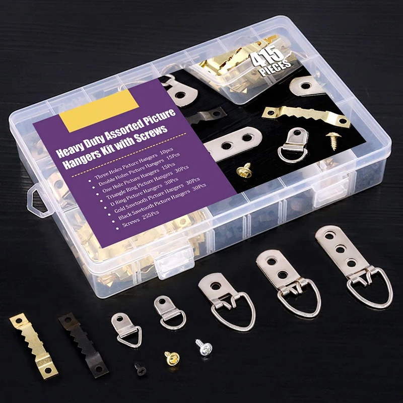 415pcs Photo Picture Frame Hanging Heavy Duty Assorted Picture Hangers Kit with Screws for Home Photo Wall Wall Mounting
415pcs Photo Picture Frame Hanging Heavy Duty Assorted Picture Hangers Kit with Screws for Home Photo Wall Wall Mounting