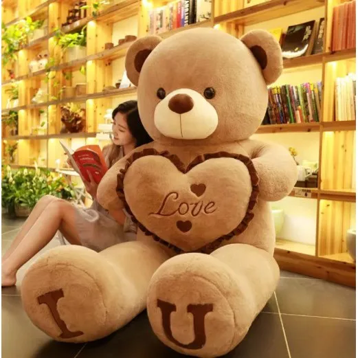 

I Love You Teddy Bear Plush Toys Lovely Huge Stuffed Soft Bear Doll Lover Bear Adult Kids 100cm Toy Birthday Gift for Girlfriend