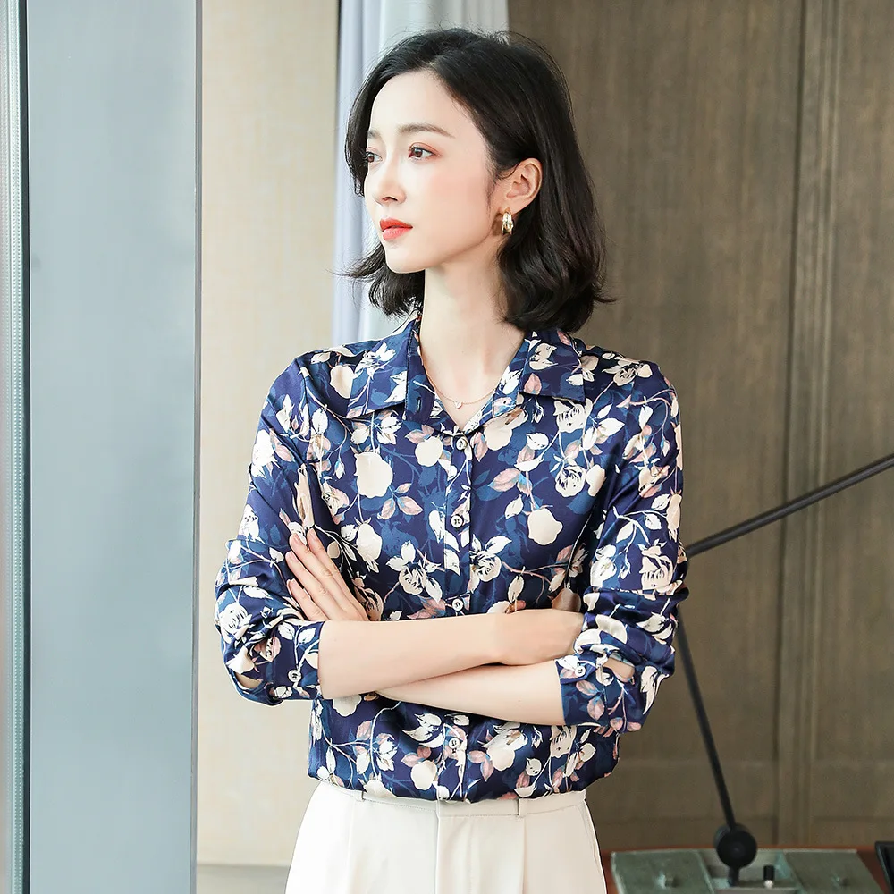 Elegant Female Tops Slim Natural Mulberry Silk Dress Blouse Fashion Floral Satin Shirt Woman
Elegant Female Tops Slim Natural Mulberry Silk Dress Blouse Fashion Floral Satin Shirt Woman