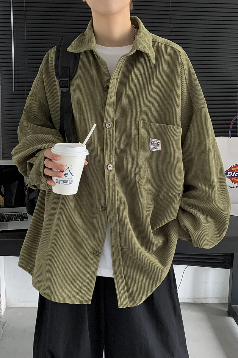 2021 fall/winter corduroy shirt jacket mens solid color long-sleeve Korean shirt oversized jackets for men
2021 fall/winter corduroy shirt jacket mens solid color long-sleeve Korean shirt oversized jackets for men
