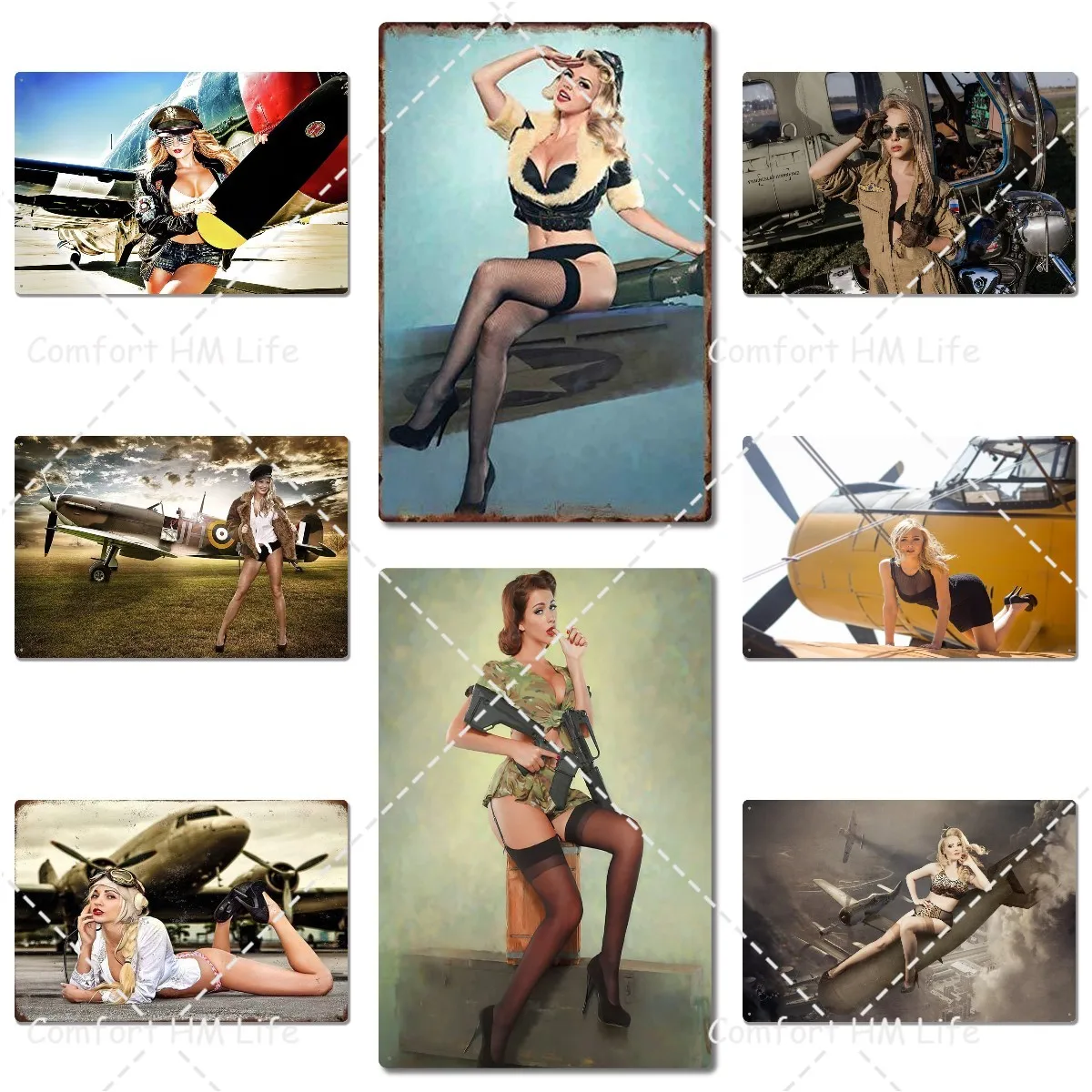 Sexy Pin Up Army Girl Sit on Airplane - Airforce Metal Wall Tin Sign Retro Tin Plate Poster Bar Cafe Garage Home Decoration
Sexy Pin Up Army Girl Sit on Airplane - Airforce Metal Wall Tin Sign Retro Tin Plate Poster Bar Cafe Garage Home Decoration