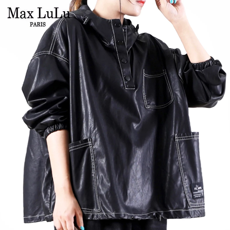Max LuLu Autumn 2021 Black Faux Leather Jacket Ladies Hooded Loose Casual Pu Coat Women Harajuku Pockets Punk Style Streetwear
Max LuLu Autumn 2021 Black Faux Leather Jacket Ladies Hooded Loose Casual Pu Coat Women Harajuku Pockets Punk Style Streetwear
