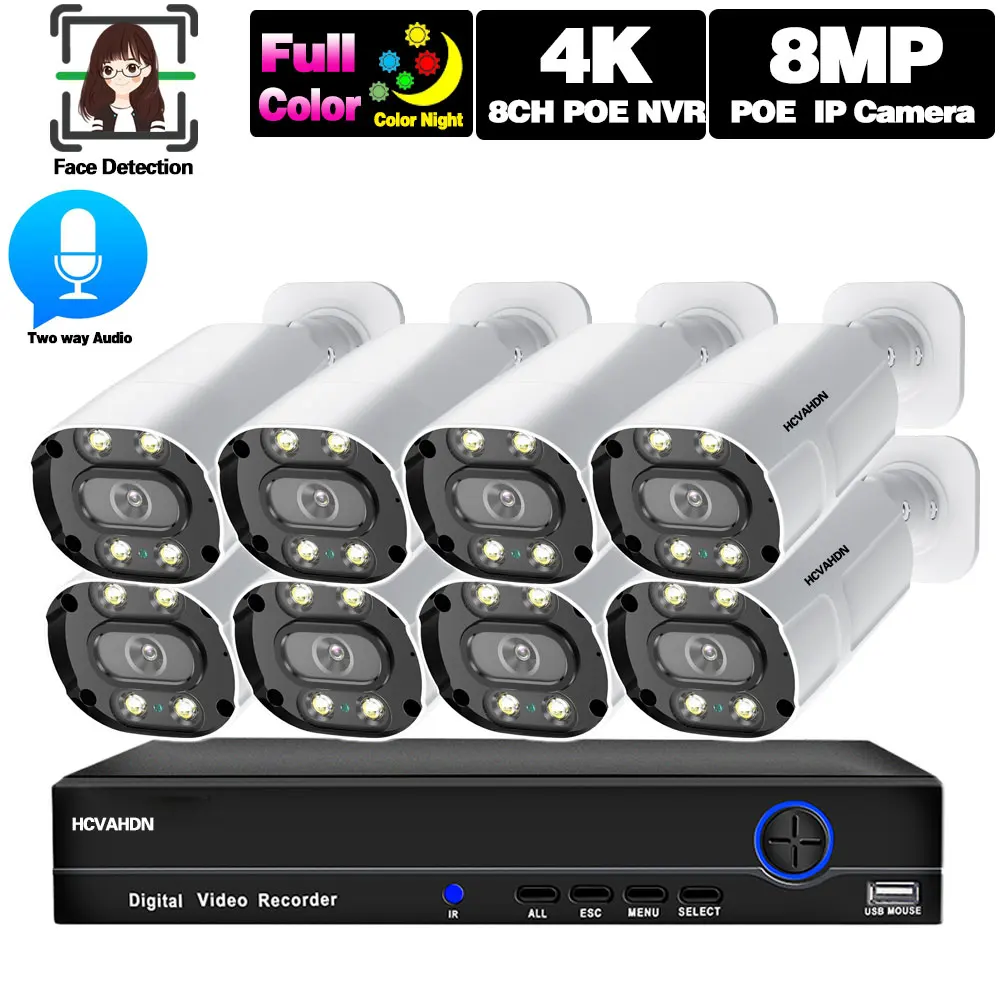 4K Ultra HD Face Detection Security Camera POE System 8CH NVR Kit 2 Way Audio Camera Video Surveillance System CCTV IP Cam Set
4K Ultra HD Face Detection Security Camera POE System 8CH NVR Kit 2 Way Audio Camera Video Surveillance System CCTV IP Cam Set