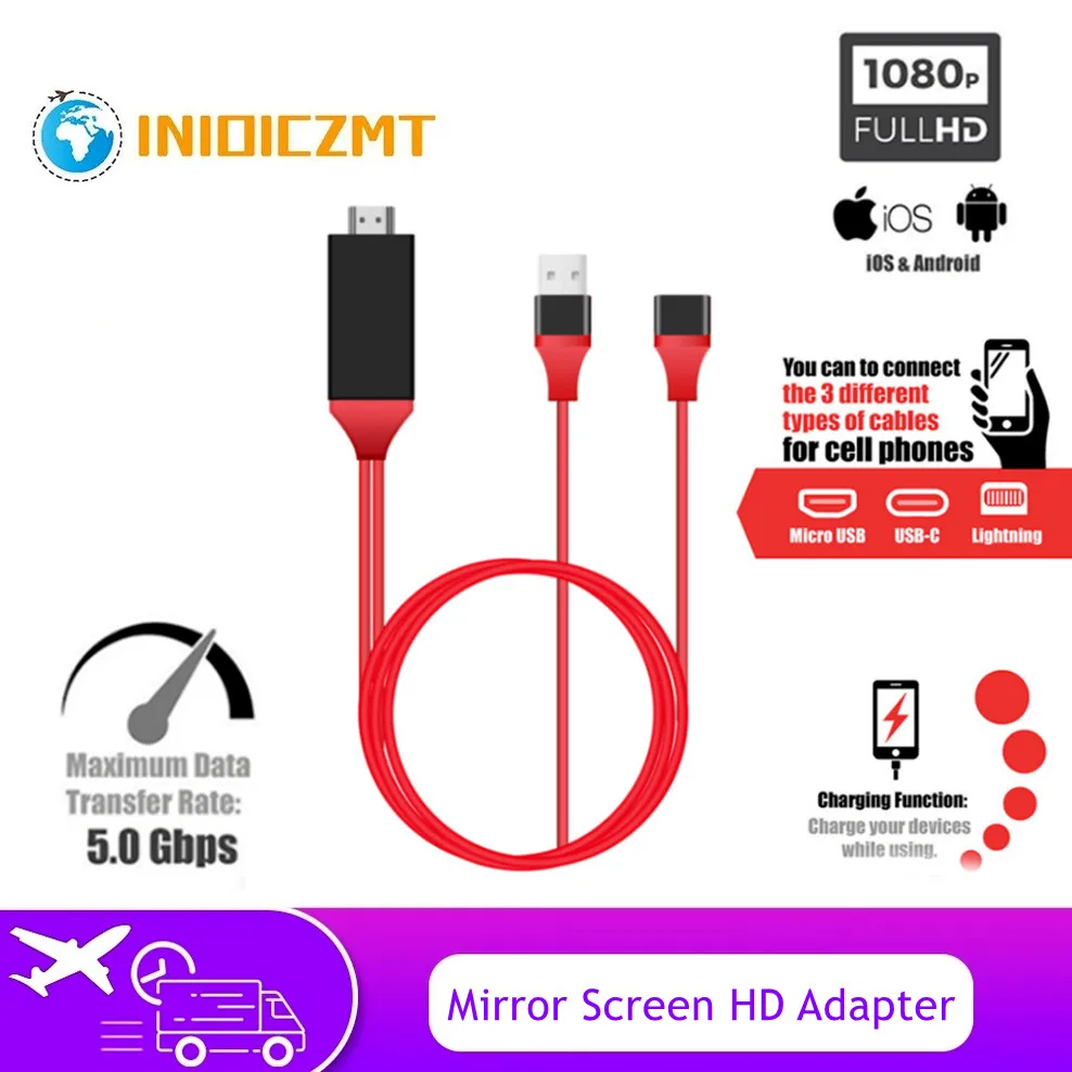 INIOICZMT HDMI-Compatible Cable For Light-Tting Micro USB to Adapter Converter Cable AV HD TV For IPhone IPad For Android Phone
INIOICZMT HDMI-Compatible Cable For Light-Tting Micro USB to Adapter Converter Cable AV HD TV For IPhone IPad For Android Phone