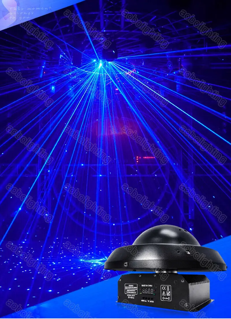 Фото 12x500mW синий 450nm диско лазерный свет проектор 360 градусов вращения Вечеринка огни