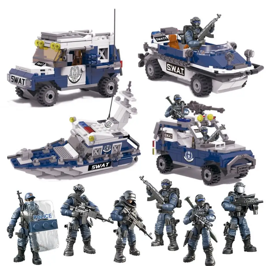 City counter-terrorism swat figures mega block modern super police Corps Patrol boat Amphibious armored assault vehicle toys
City counter-terrorism swat figures mega block modern super police Corps Patrol boat Amphibious armored assault vehicle toys