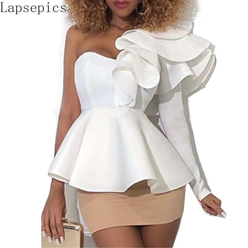 Sexy One Shoulder Ruffled High Waist Slim Fit Casual Long Sleeve Women Tops High Street Wear Tuxedo Shirts
Sexy One Shoulder Ruffled High Waist Slim Fit Casual Long Sleeve Women Tops High Street Wear Tuxedo Shirts