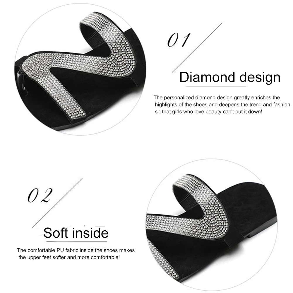 New Women Summer Fashion Rhinestone Inlaid Anti-Slip Sandals Slippers Flip Flops Flat Shoes Beach Flat Casual Sandals
New Women Summer Fashion Rhinestone Inlaid Anti-Slip Sandals Slippers Flip Flops Flat Shoes Beach Flat Casual Sandals