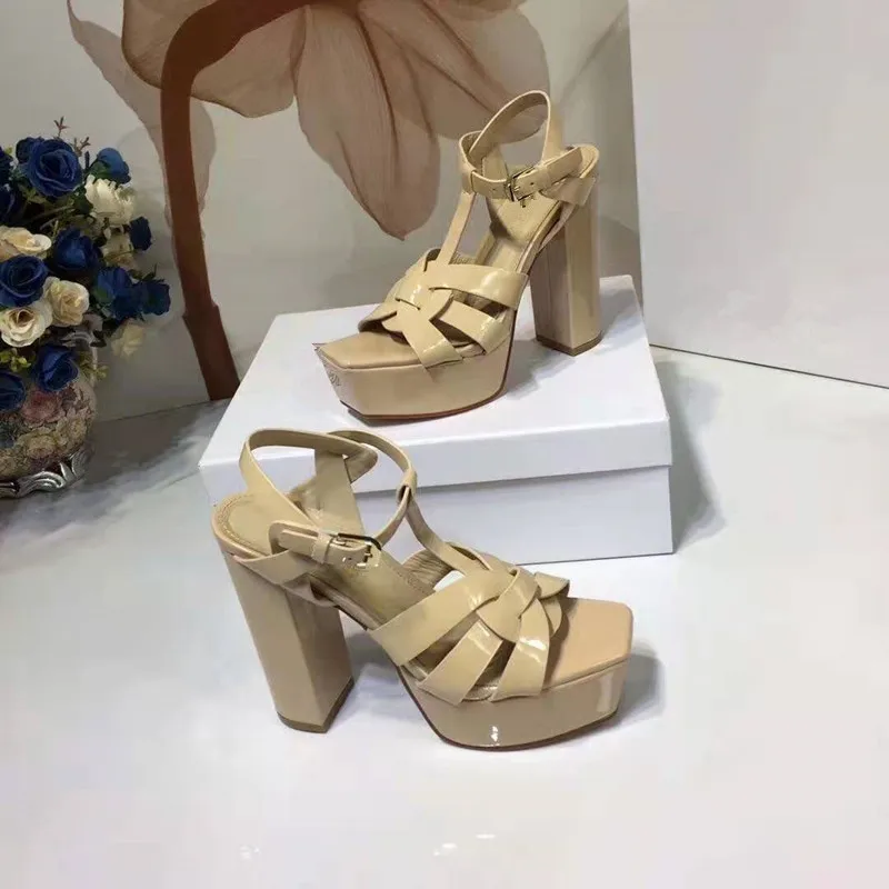 Candy Color Nude Black Patent Leather Cross Strappy Sandal Platform T-Bar Thick heel Shoes High Stiletto Heels Ladies Dress Shoe
Candy Color Nude Black Patent Leather Cross Strappy Sandal Platform T-Bar Thick heel Shoes High Stiletto Heels Ladies Dress Shoe