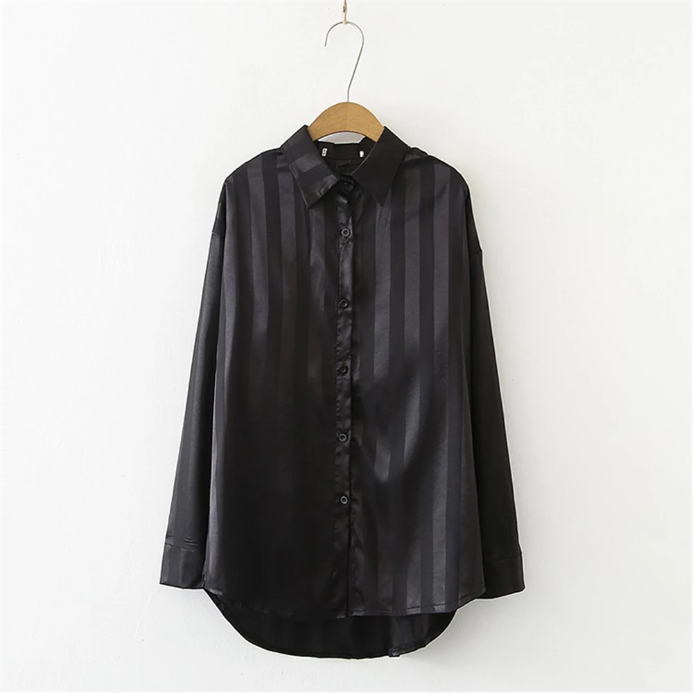 Autumn In Europe And America All-match Loose Casual Jacket Bottoming Was Thin Vertical Stripes Solid Color Shirt Women
Autumn In Europe And America All-match Loose Casual Jacket Bottoming Was Thin Vertical Stripes Solid Color Shirt Women