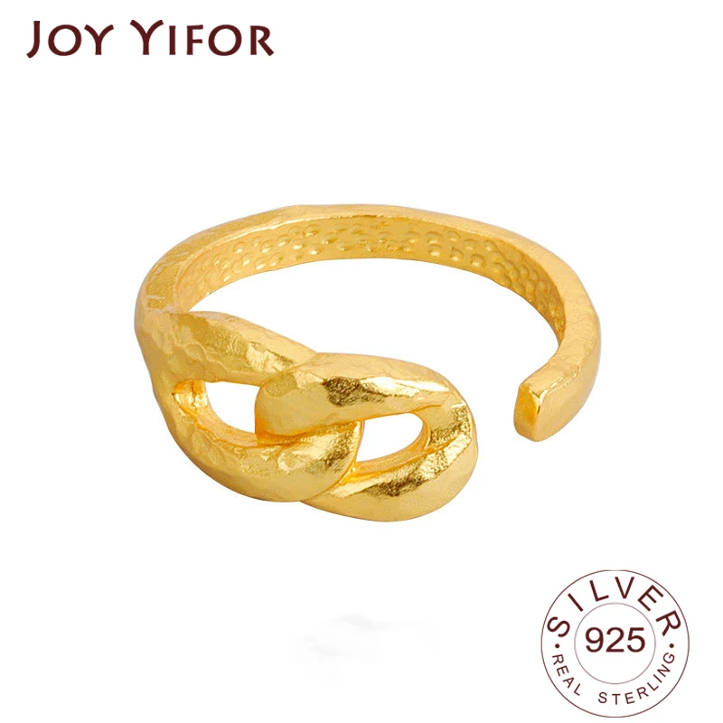 925 Sterling Silver Chain Shape Design Bump Matte Gold Color Rings Retro Distressed Opening Handmade Ring Fashion Fine Jewelry
925 Sterling Silver Chain Shape Design Bump Matte Gold Color Rings Retro Distressed Opening Handmade Ring Fashion Fine Jewelry