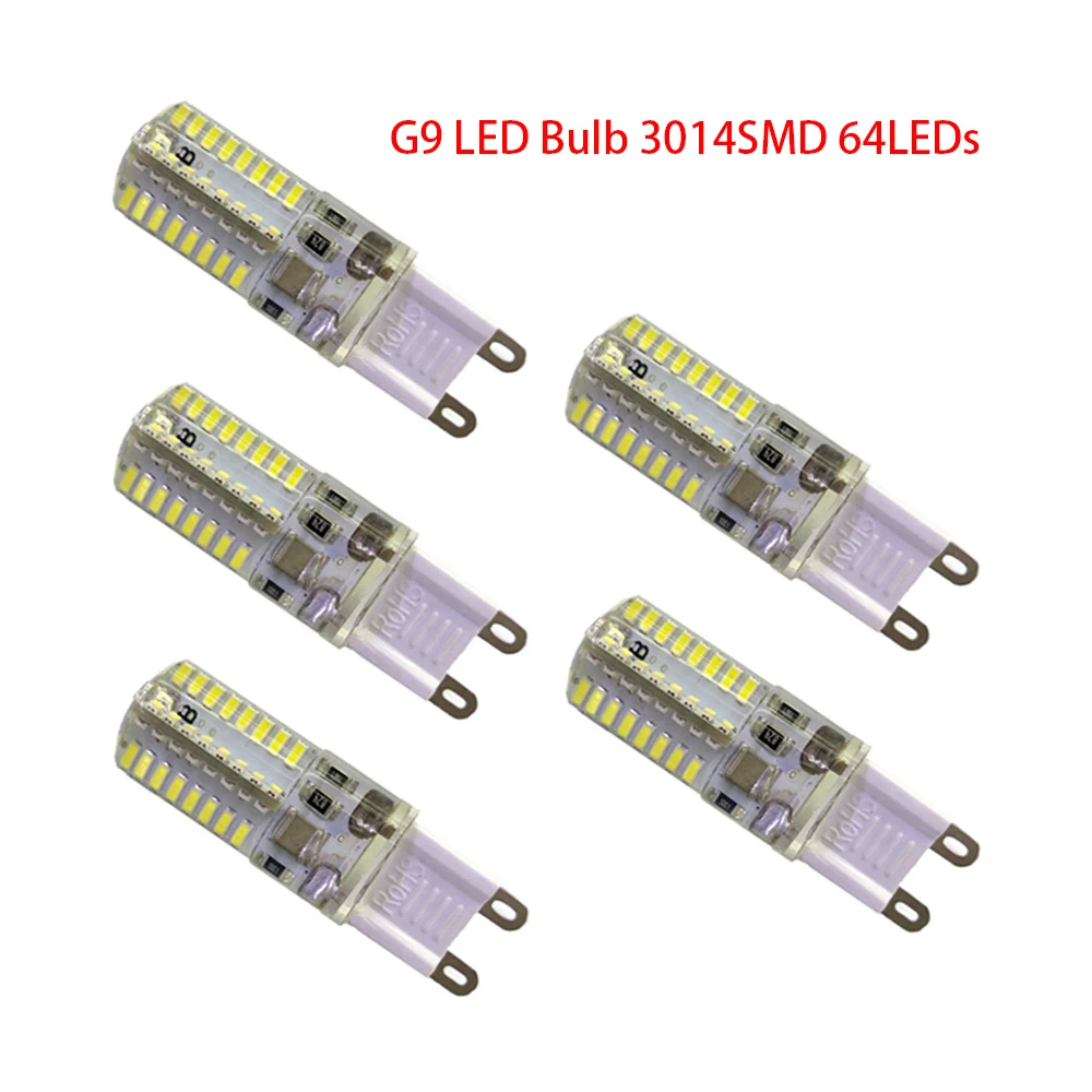 

5pcs G9 LED Lamp 64LED 3014 SMD Super Bright LED Bulb 220V/110V Mini Corn Light 360 Degrees Replace Halogen Spotlight Chandelier