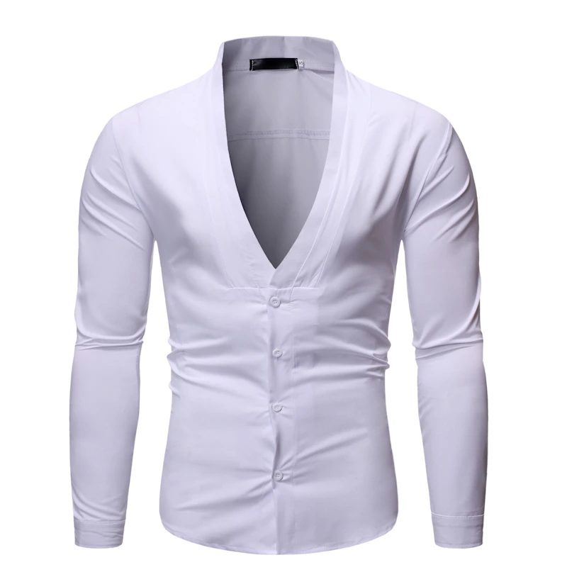 2019 New Men's Sexy Deep V Neck Shirt Male Solid Color Slim Fit Long Sleeve Shirt Men Party Nightclub Business Shirt Tops S-2XL
2019 New Men's Sexy Deep V Neck Shirt Male Solid Color Slim Fit Long Sleeve Shirt Men Party Nightclub Business Shirt Tops S-2XL