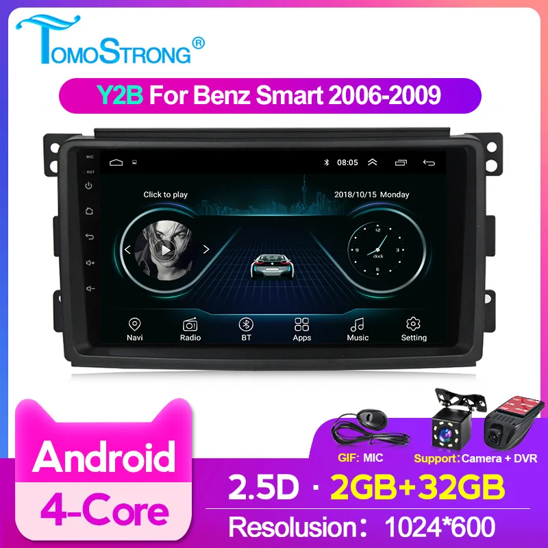 Фото Мультимедийная магнитола 2.5D с HD экраном для Benz Smart 2006 2009 стерео автомобильный