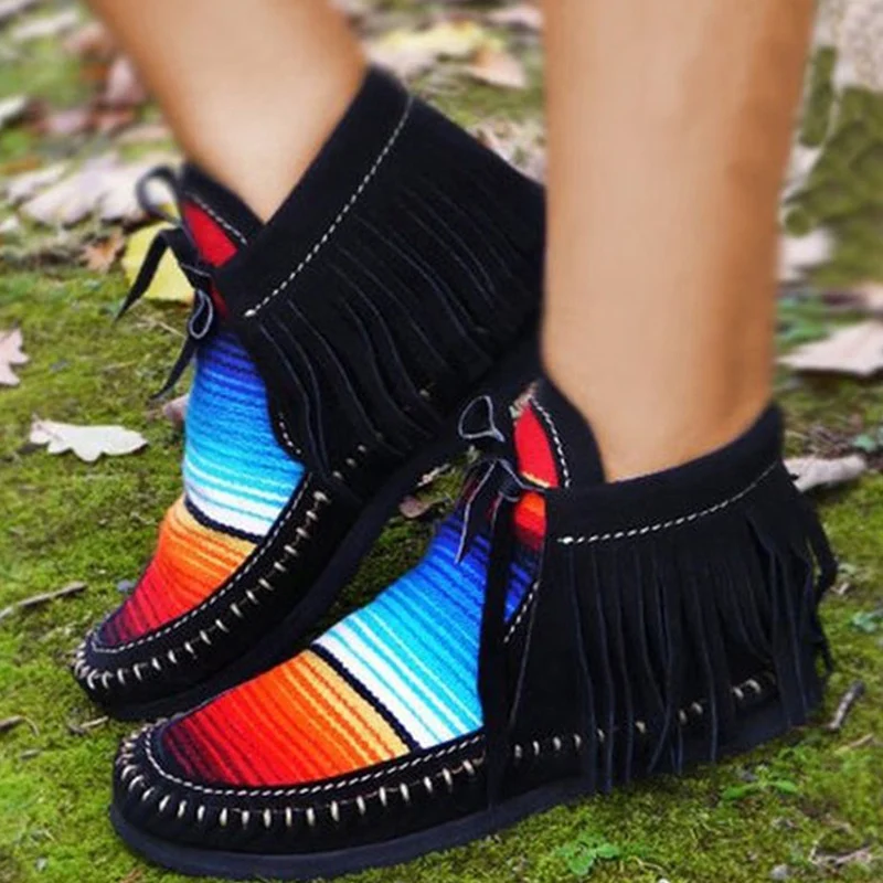 2020 New Tassel Striped Ankle Boots For Women Warm Flat Shoes Ladies Casual Shoes Hook Loops Footwear Women Boots
2020 New Tassel Striped Ankle Boots For Women Warm Flat Shoes Ladies Casual Shoes Hook Loops Footwear Women Boots