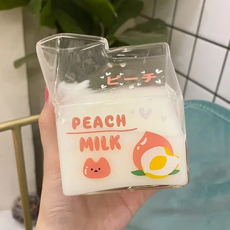 380ml Kawaii Milk Glass Cup Creative Square Clear Milk Carton Water Bottle Wholesale Cute Fruit Heat Resistant Breakfast Cups
380ml Kawaii Milk Glass Cup Creative Square Clear Milk Carton Water Bottle Wholesale Cute Fruit Heat Resistant Breakfast Cups