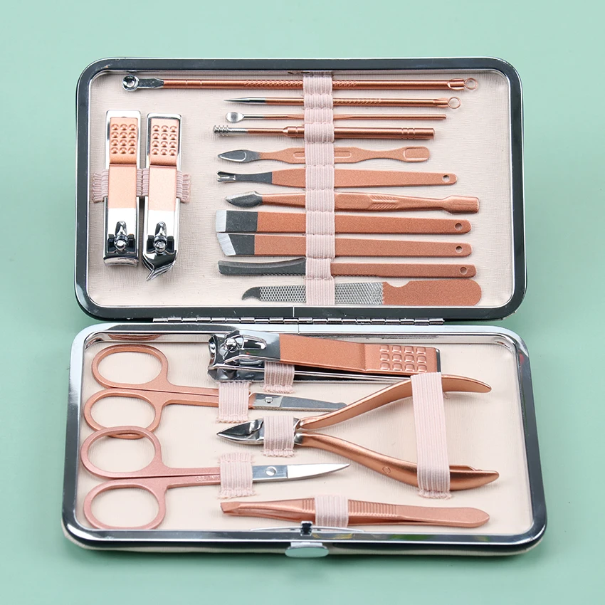 18PCS/Set Rose Gold Nail Clipper Professional Stainless Steel Multi-Function Nail Scissors Clipper Tweezer Foot Hand Care Tools
18PCS/Set Rose Gold Nail Clipper Professional Stainless Steel Multi-Function Nail Scissors Clipper Tweezer Foot Hand Care Tools
