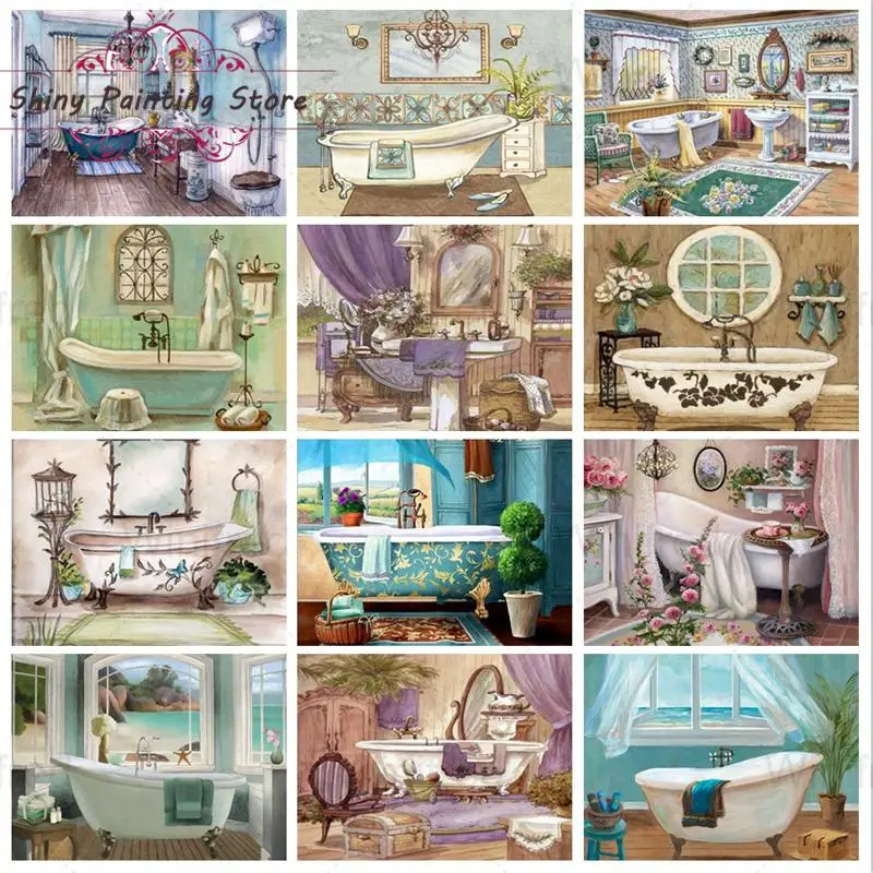 Diamond Painting Bathroom Scenery Bathtub 5D DIY Vintage Wall Art Diamond Embroidery Full Drill Mosaic Bathroom Home Decoration
Diamond Painting Bathroom Scenery Bathtub 5D DIY Vintage Wall Art Diamond Embroidery Full Drill Mosaic Bathroom Home Decoration