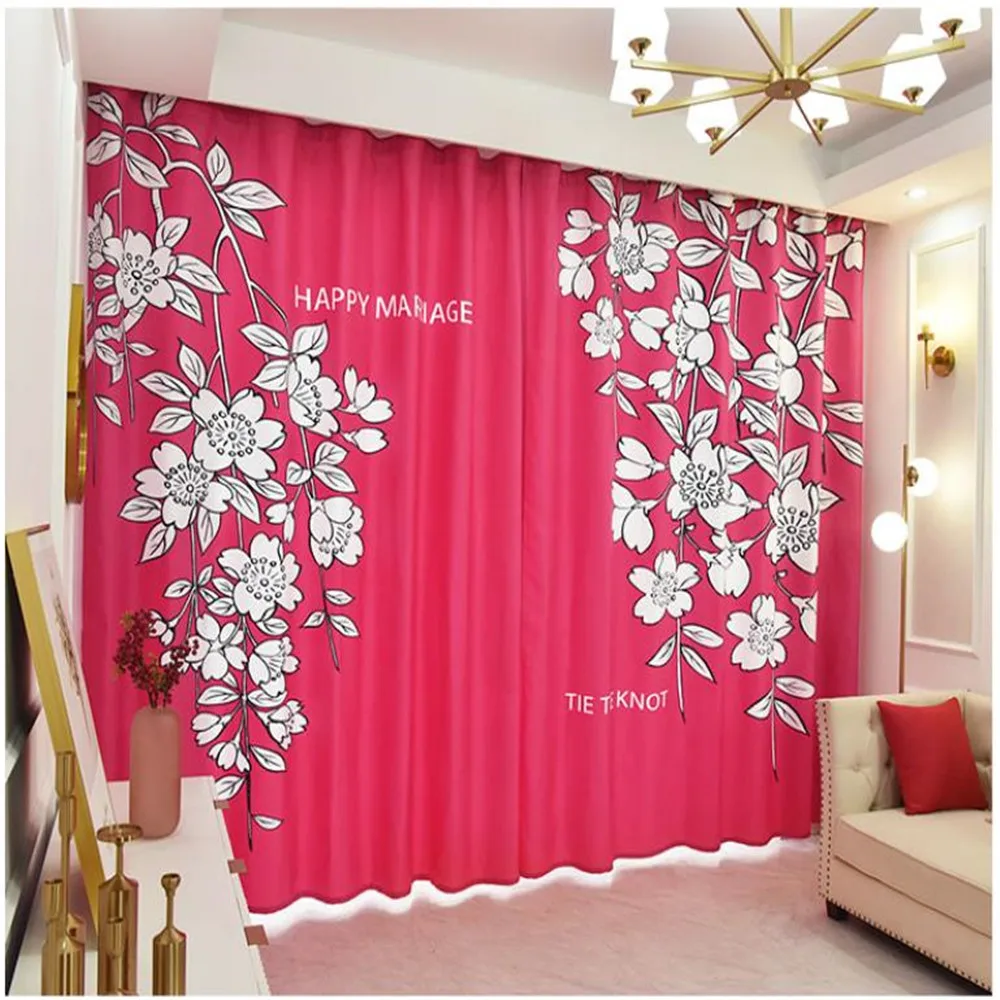 Modern minimalist wedding curtain red curtains cherry blossom printing custom new curtains bedroom thick windshield 3d curtains
Modern minimalist wedding curtain red curtains cherry blossom printing custom new curtains bedroom thick windshield 3d curtains