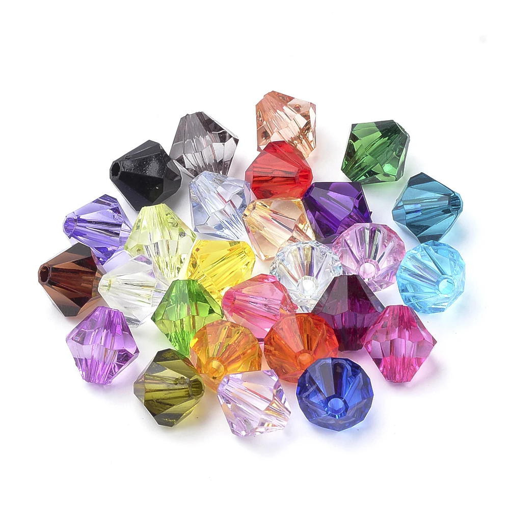 

500pcs 5.5mm Faceted Bicone Acrylic Beads Mix Color Crystal Loose Spacer Bead for Jewelry Making DIY Bracelet Necklace Wholesale