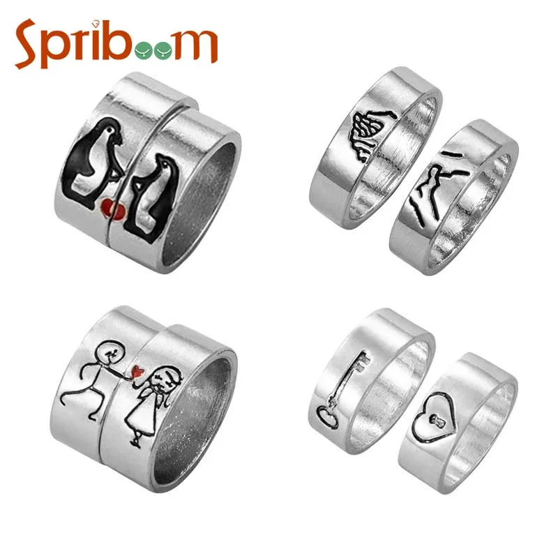 Trendy Couple Rings for Women Men Cartoon Love Heart Carving Geometric Ring Set Silver Color Jewelry Valentine's Day Gift 2 Pcs
Trendy Couple Rings for Women Men Cartoon Love Heart Carving Geometric Ring Set Silver Color Jewelry Valentine's Day Gift 2 Pcs