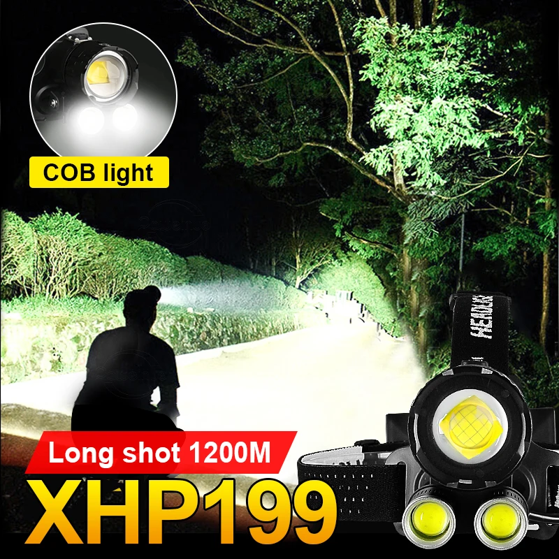 

Супер яркий самый мощный светодиодный фонарь XHP199 XHP160 XHP90.2 Высокомощные фары 18650 Перезаряжаемый налобный фонарь для кемпинга
