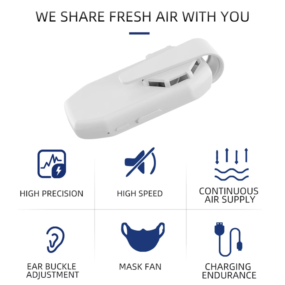 White Portable USB Rechargeable Mini Mask Clip Fan Summer Quiet Outdoor Sports Cooling Wearable Facial Ventilation Mask Fans
White Portable USB Rechargeable Mini Mask Clip Fan Summer Quiet Outdoor Sports Cooling Wearable Facial Ventilation Mask Fans