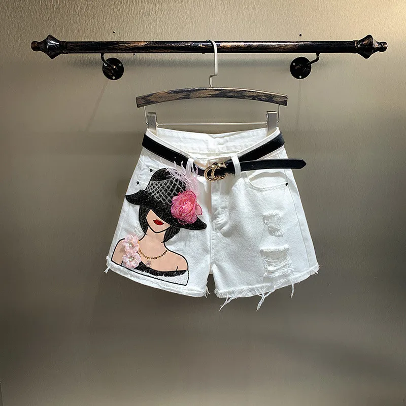 White Modern Girl Sequins Jean Shorts Women Summer Applique Diamond Denim Shorts
White Modern Girl Sequins Jean Shorts Women Summer Applique Diamond Denim Shorts