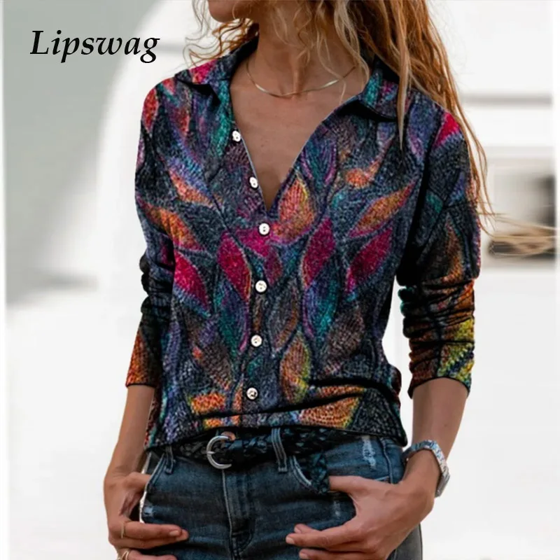 Женская рубашка с длинным рукавом, в стиле ретро, с V-образным вырезом 
Женская рубашка с длинным рукавом, в стиле ретро, с V-образным вырезом