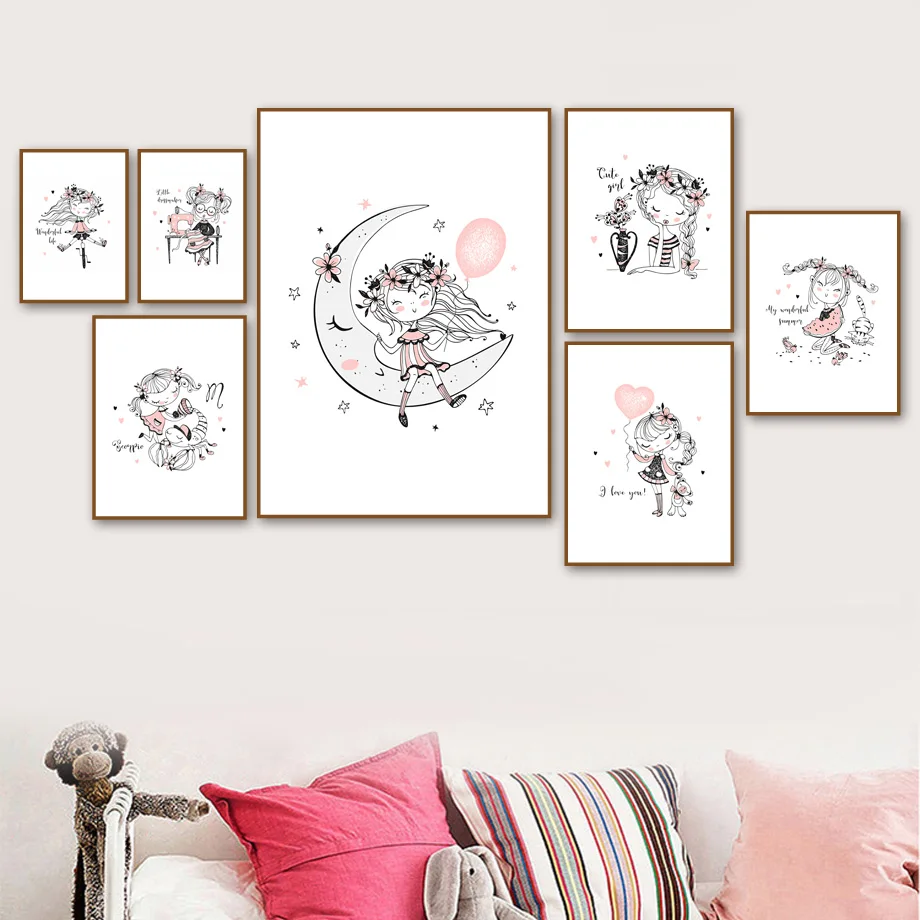 Cartoon Pretty little Girl Nursery Wall Art Print Canvas Painting Nordic Posters And Prints Wall Pictures Baby Girl Room Decor
Cartoon Pretty little Girl Nursery Wall Art Print Canvas Painting Nordic Posters And Prints Wall Pictures Baby Girl Room Decor