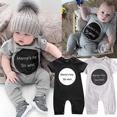 Комбинезон с надписью Mama для новорожденных мальчиков и девочек черный/серый
