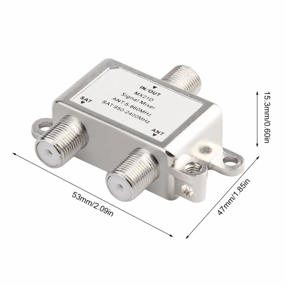 2 in 1 2 Way Satellite Splitter TV Signal Cable TV Signal Mixer SAT/ANT Diplexer Lightweight & Compact
2 in 1 2 Way Satellite Splitter TV Signal Cable TV Signal Mixer SAT/ANT Diplexer Lightweight & Compact
